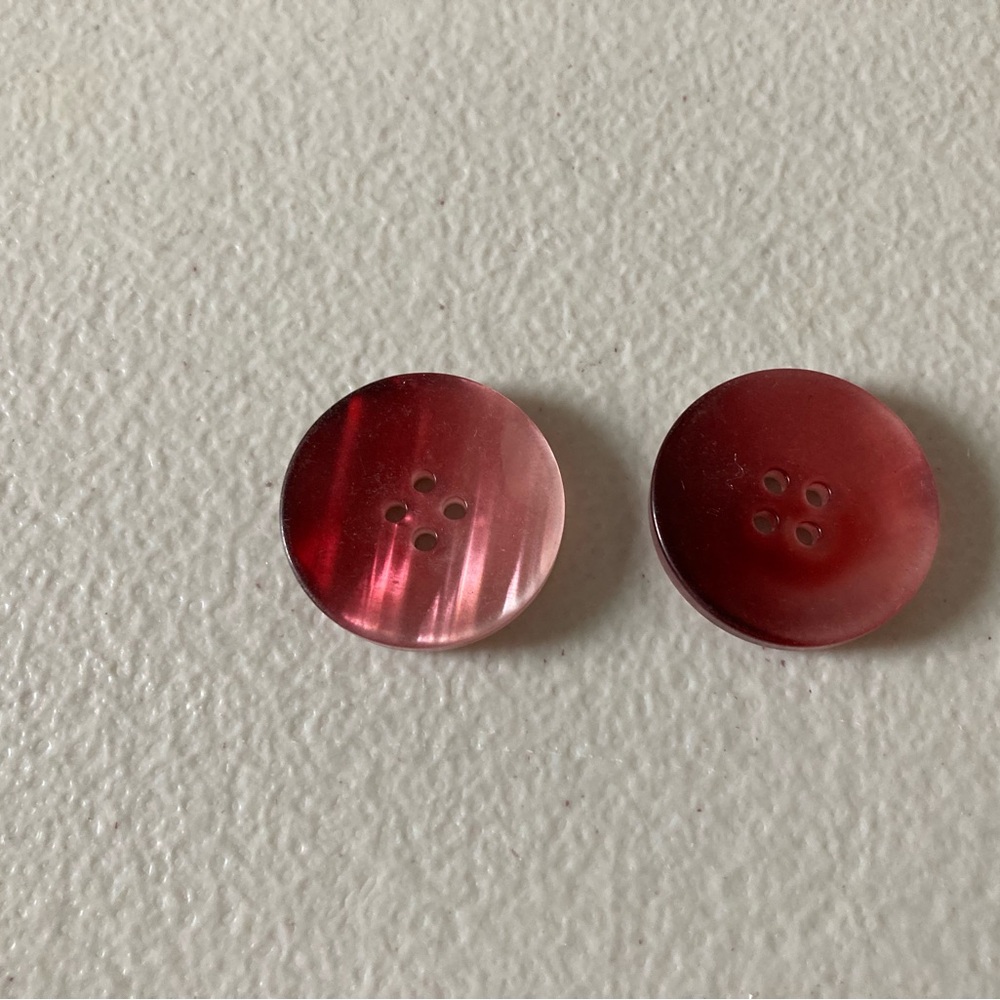 Lot 2 Large Red and White Buttons 4 Hole Design Plastic 1 3/16” Diameter